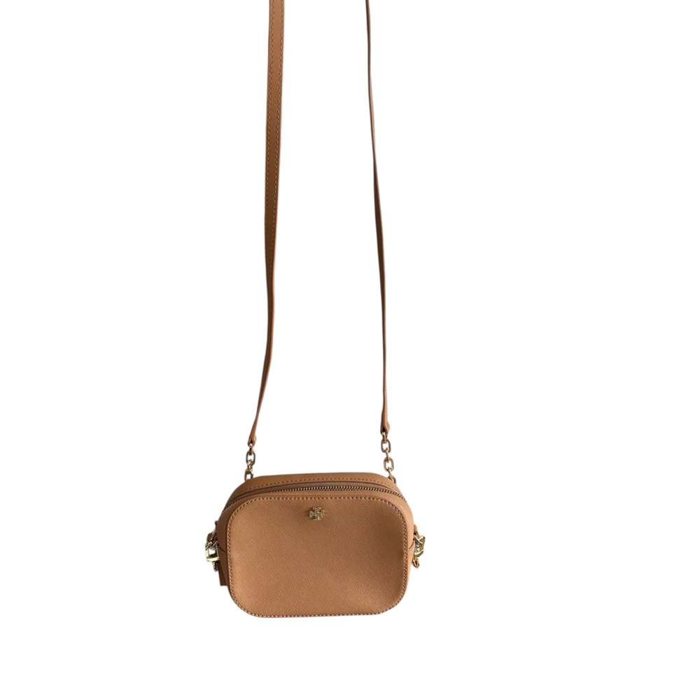 Tory Burch Emerson Round Crossbody Camera Bag Tan Brown Saffiano Leather - Picture 4 of 7